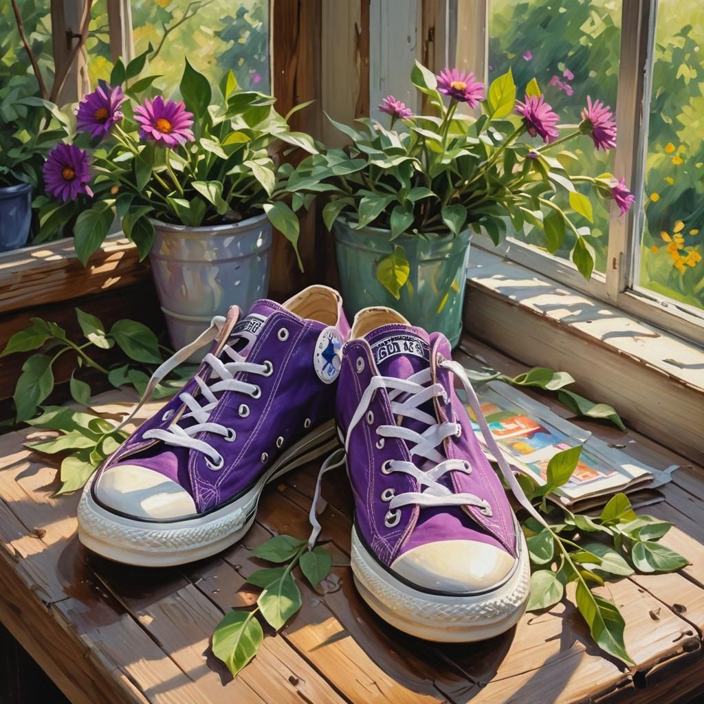 Expressionist Converse Shoe Still Life in Oils