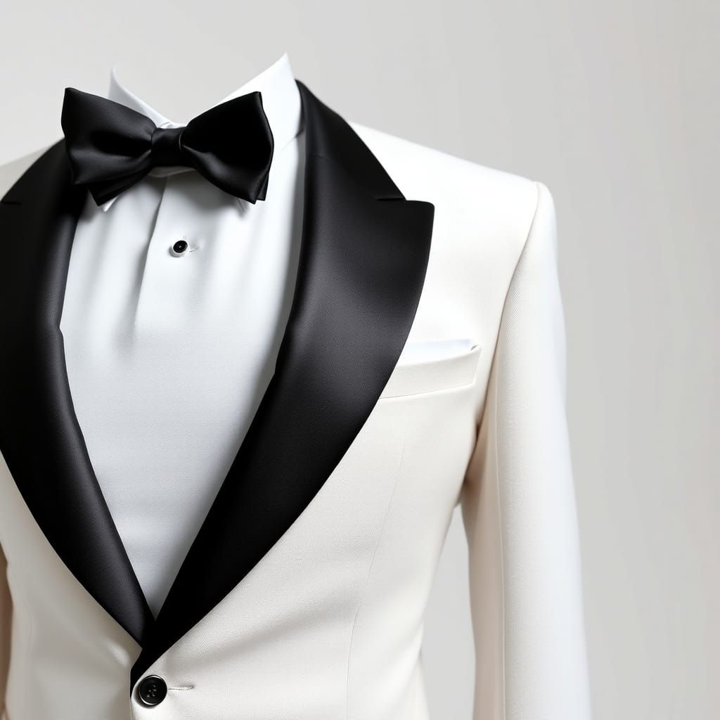 Formal Black Tie Tuxedo on White Background