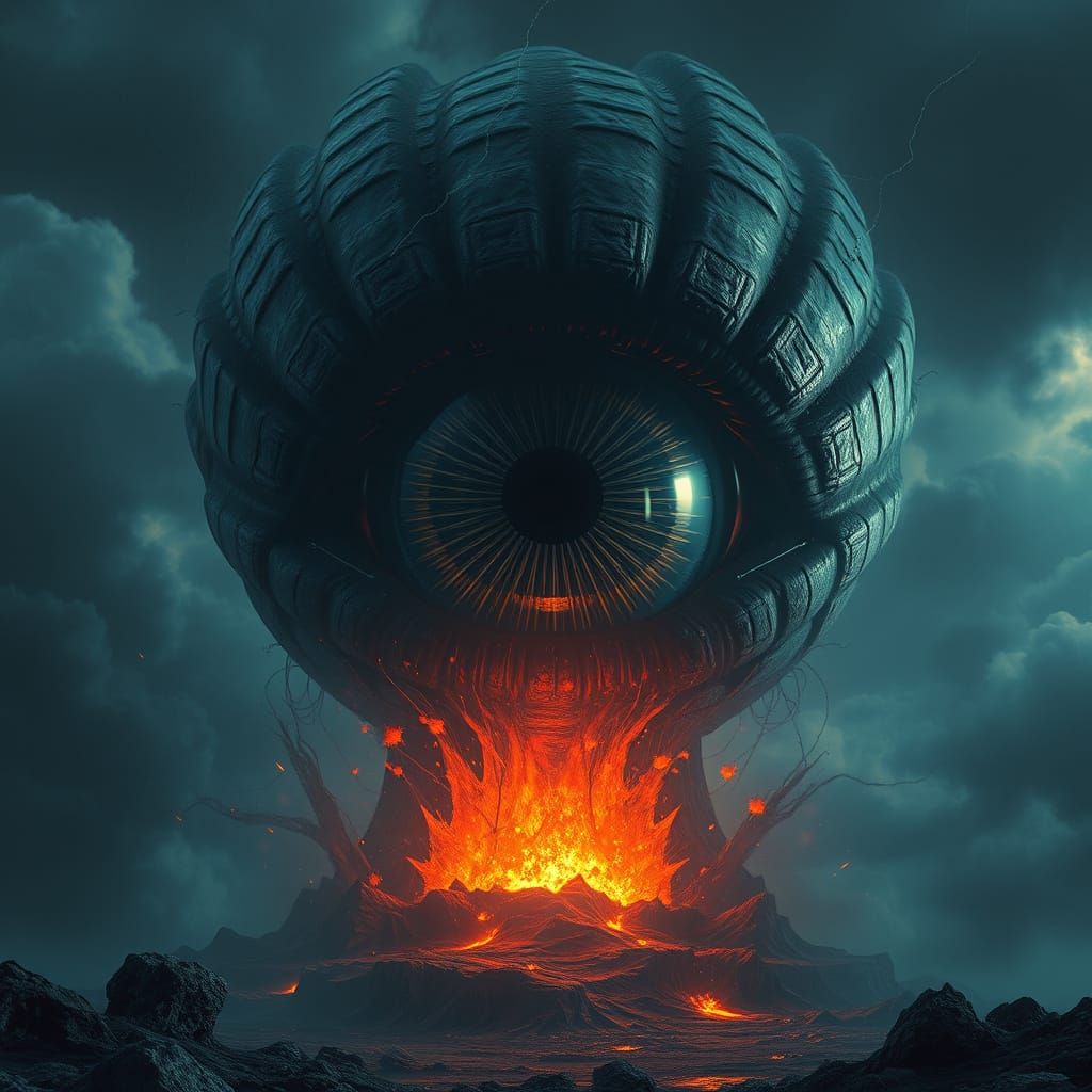 Colossal Eye Eruption in Detailed Matte Painting Style