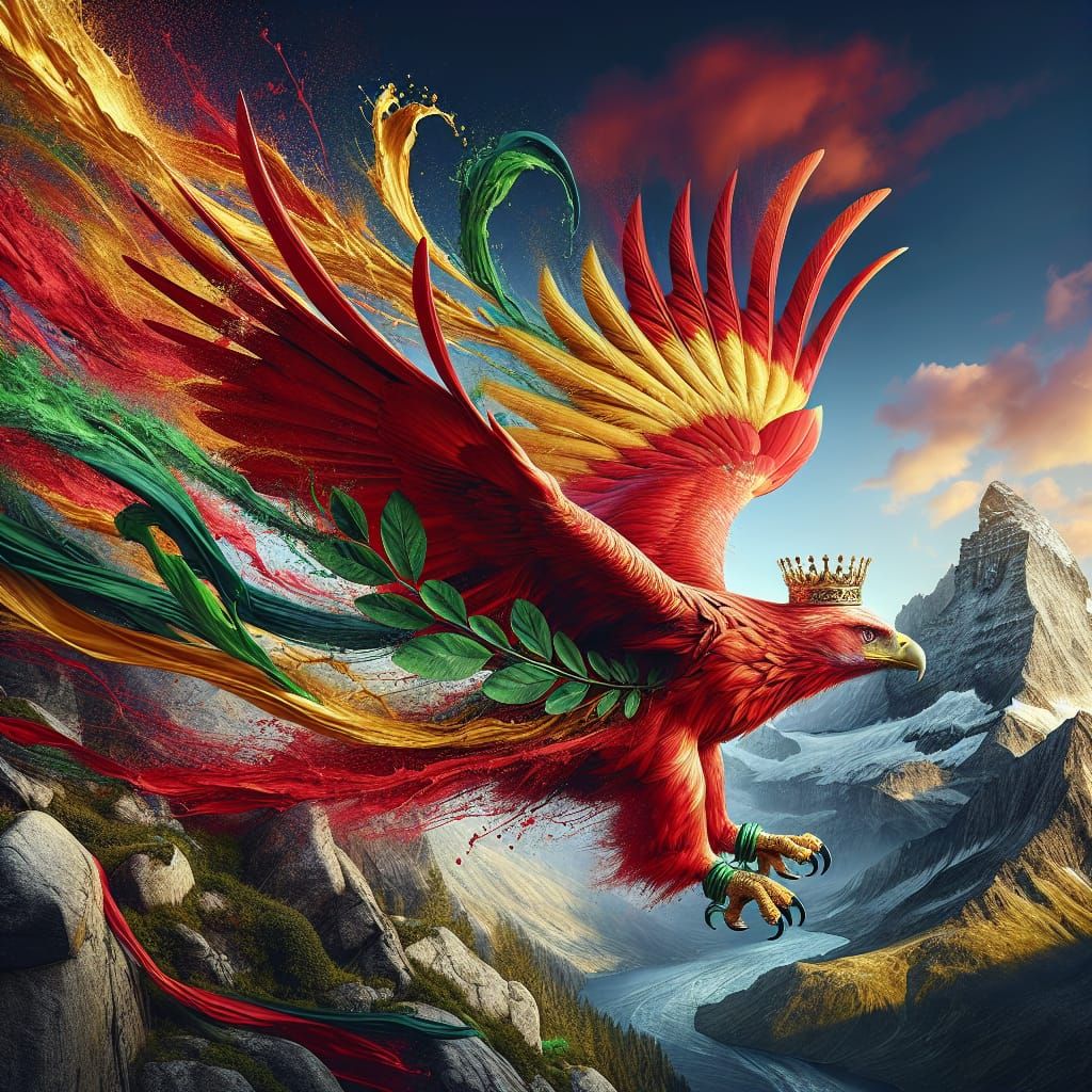 Majestic Red Eagle Taking Flight: Photorealistic Art