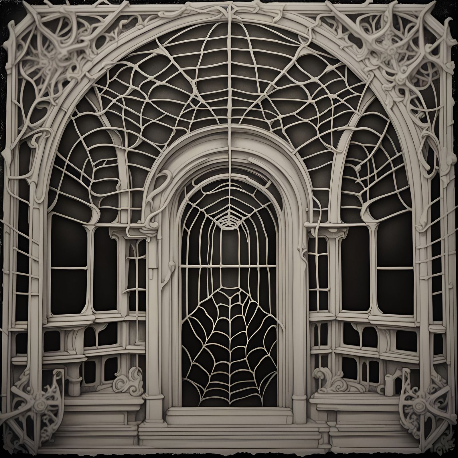 Spider Web in Art Nouveau Rococo Style