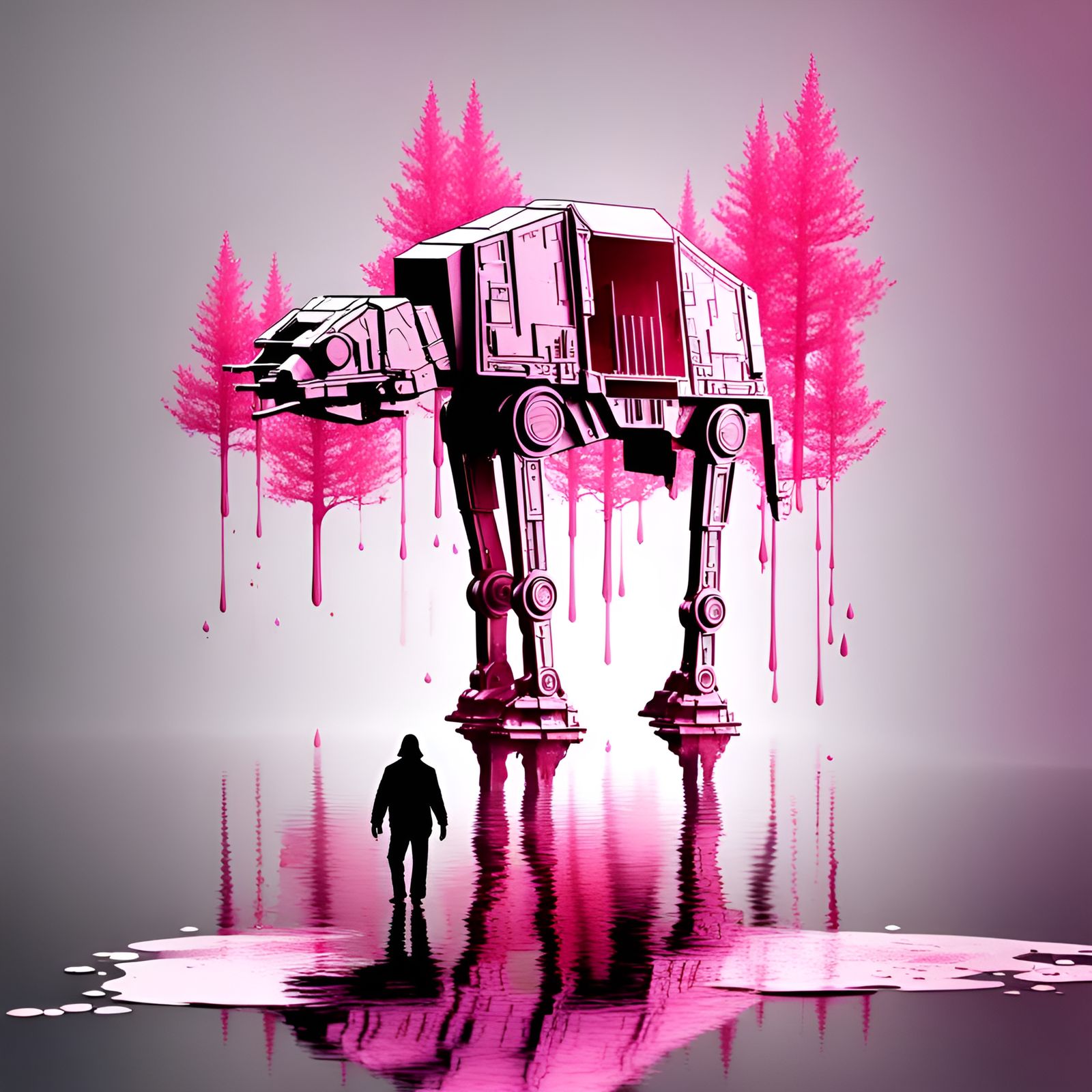 Creepy Pink Ink AT-AT Walker in Woods