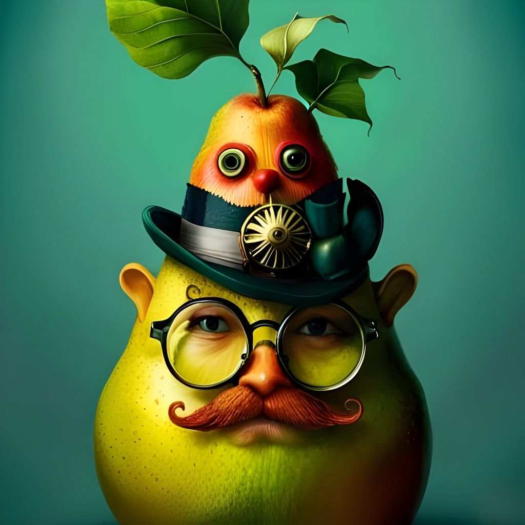 Pear with Moustache and Top Hat