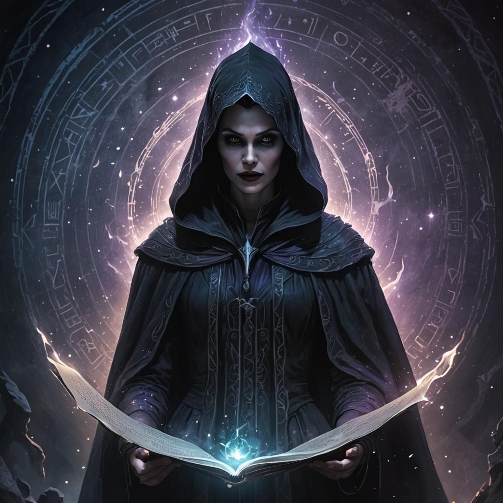 Mysterious Figure Discovers Ancient Text in Dark Fantasy Ill...