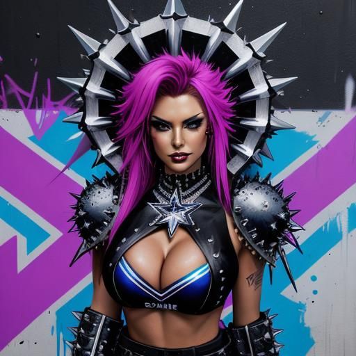 Dallas Cowboys Cheerleader in Graffiti Art Style