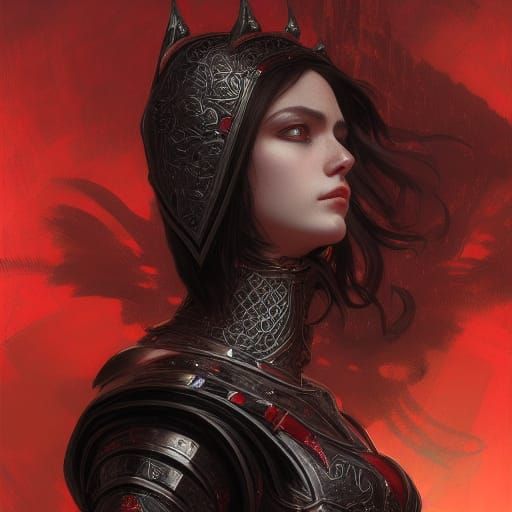 Beautiful Cyberpunk Knight in Detailed Armor