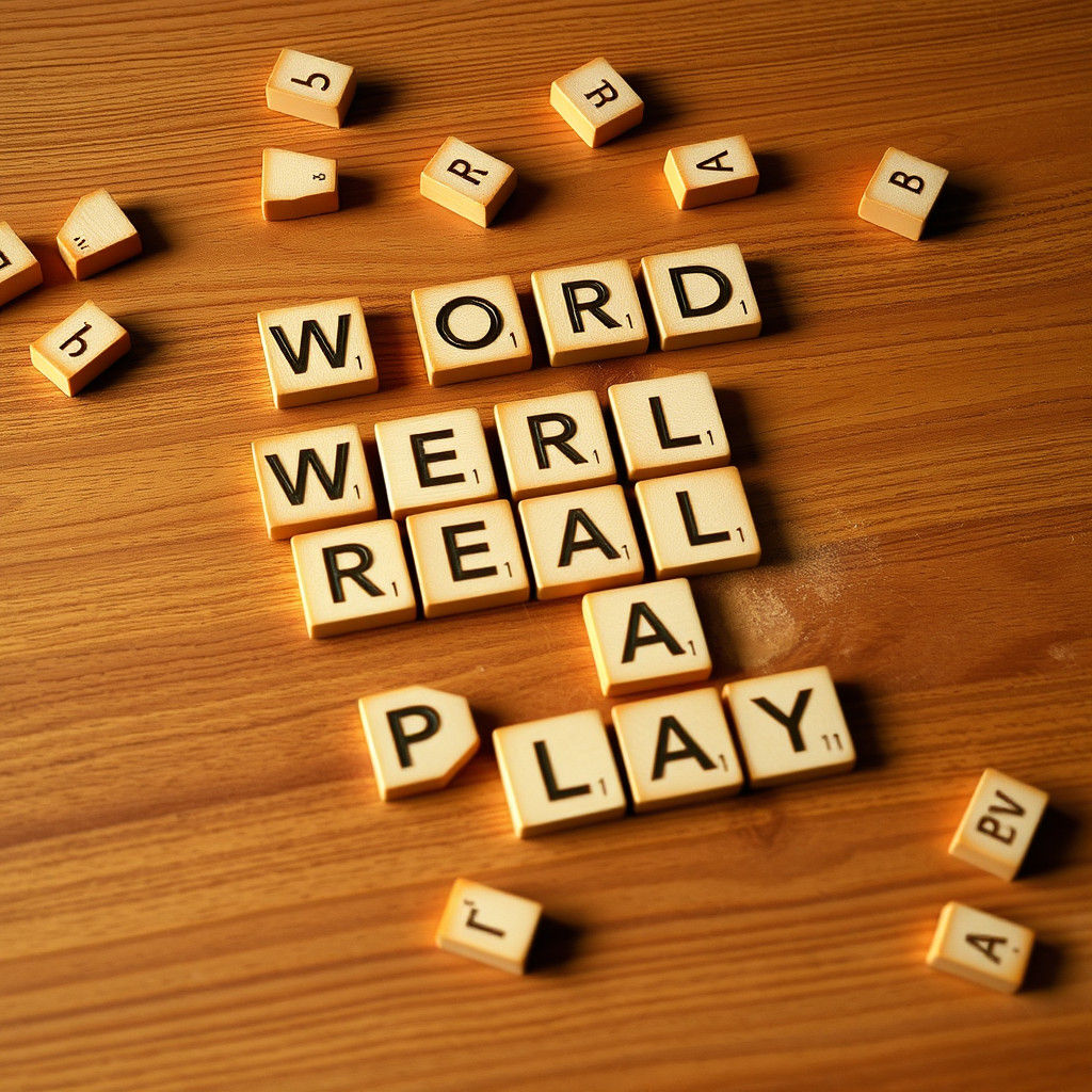 Wooden Scrabble Board with Golden Lettering