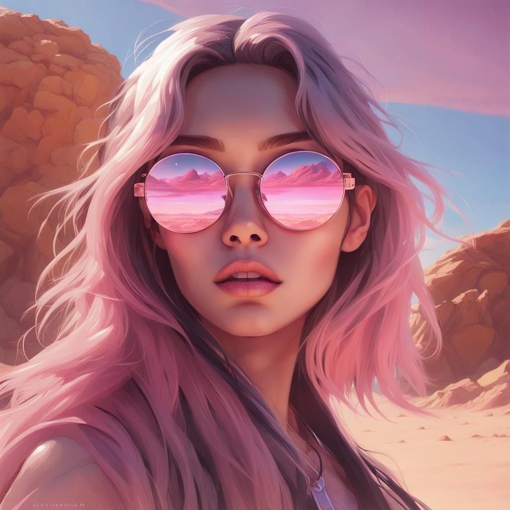 K-Pop Girl Dancing in Desert Oasis at Night