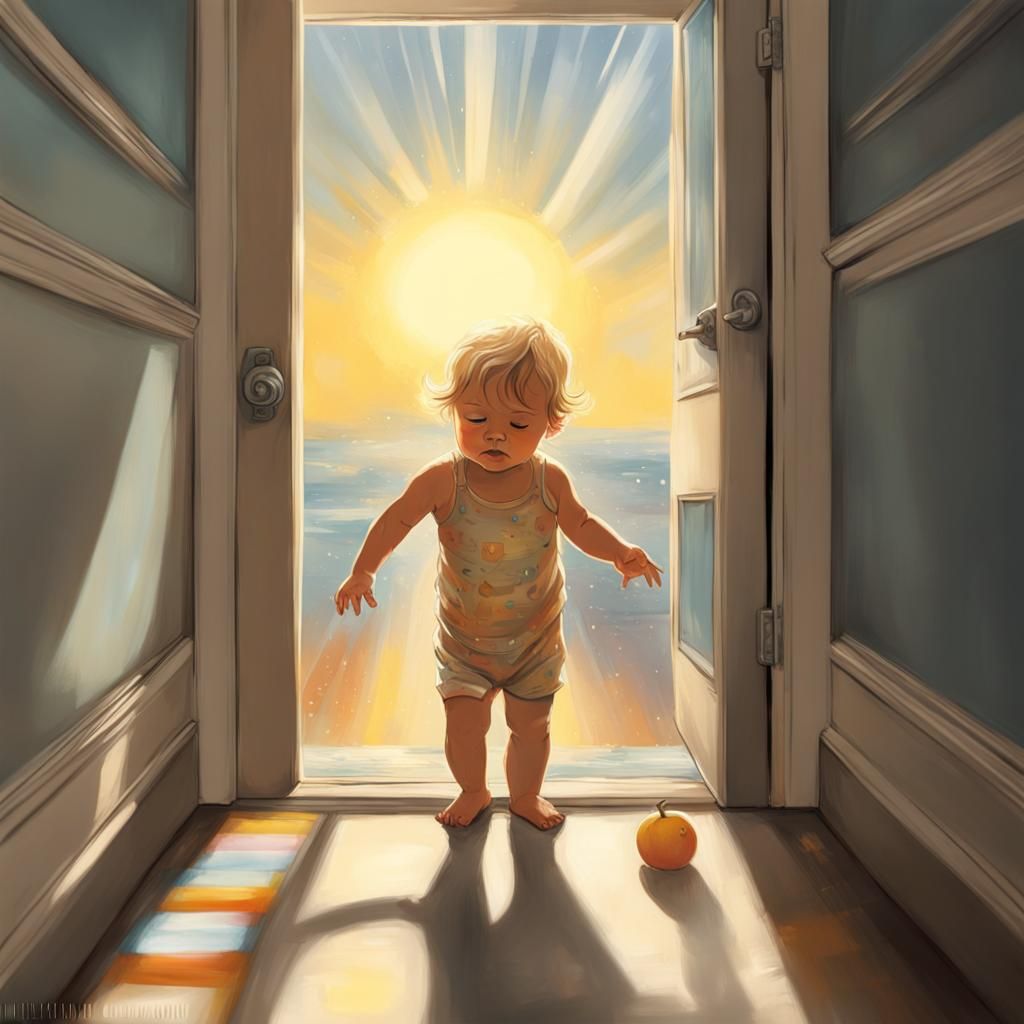 Toddler in Sunny Morning Light: Splash Art