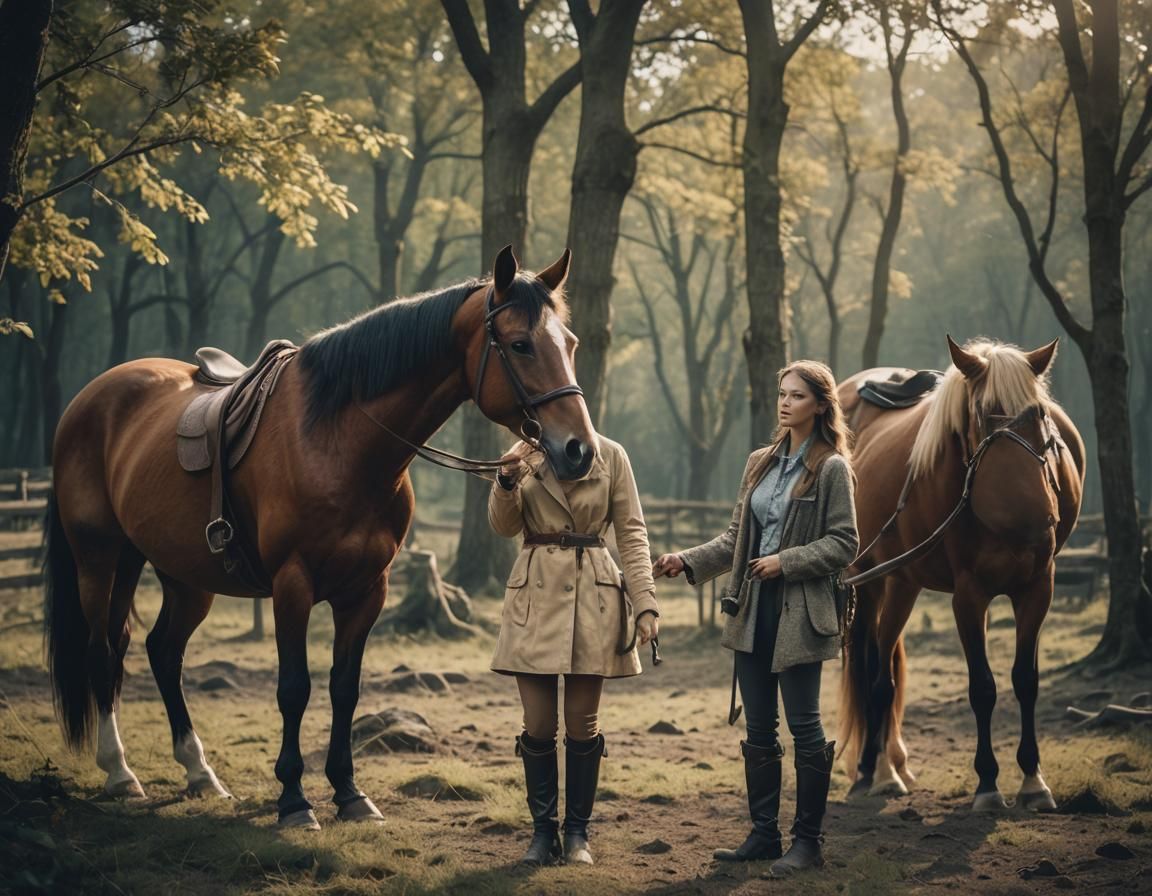 Stunning Woman with Horse in Cinematic Style