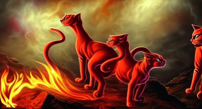 Red fire cats on fire from hell 4