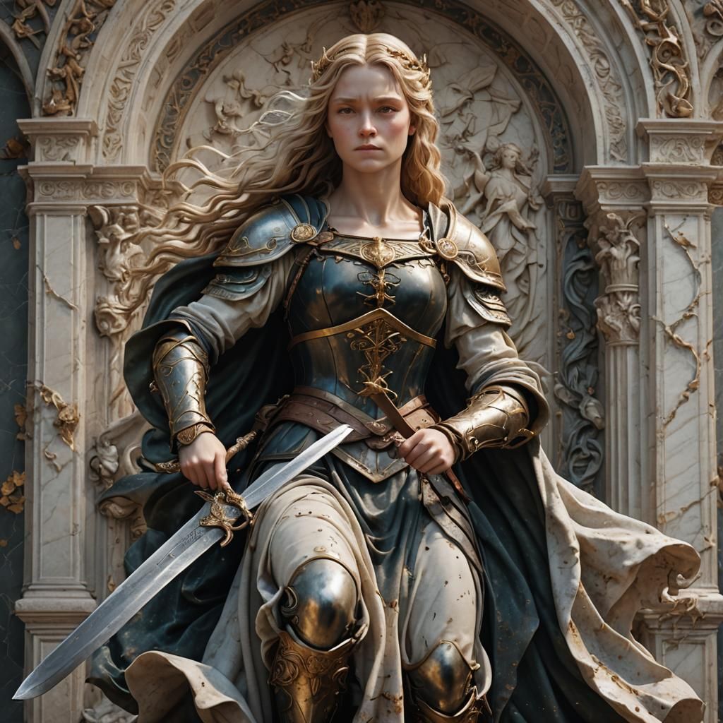 Eowyn Marble Sculpture in Michelangelo Style