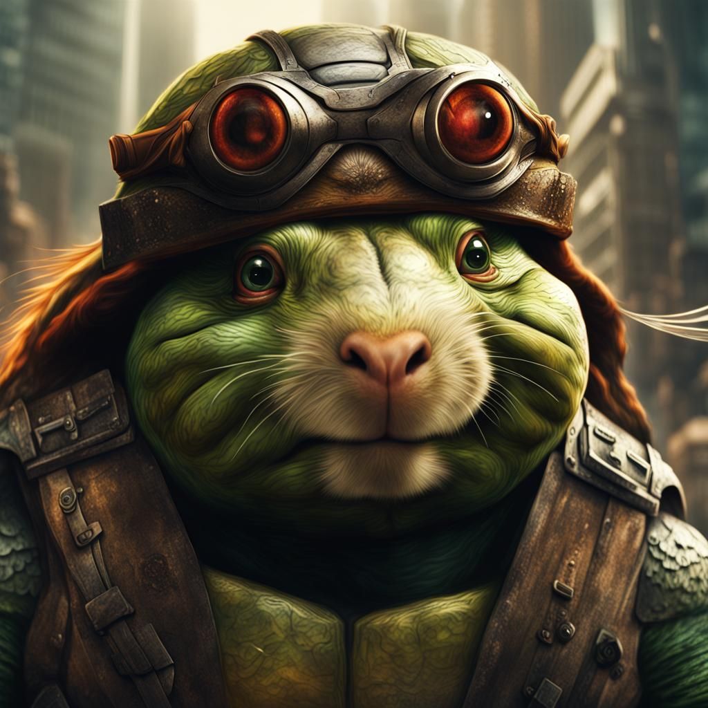 Ninja Turtle Guinea Pig: Detailed Digital Matte Painting