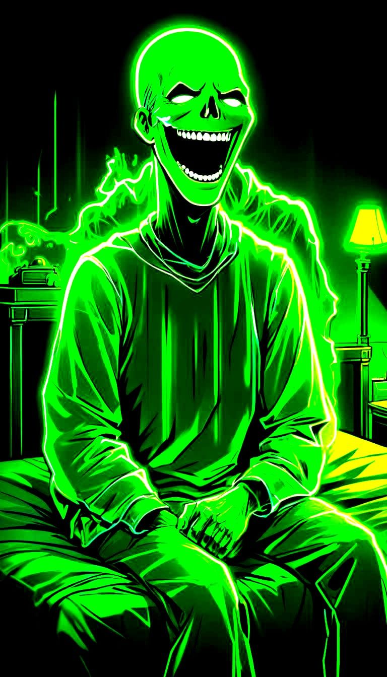 Grieving Father and Neon Ghost in Comic Style