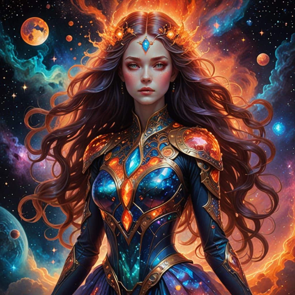 Nebula Goddess with Fire Opal Dress