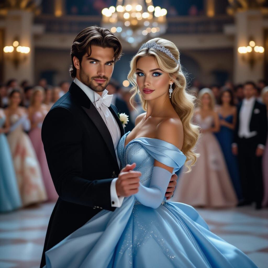 Cinderella and Prince Charming Dance in Grand Ballroom