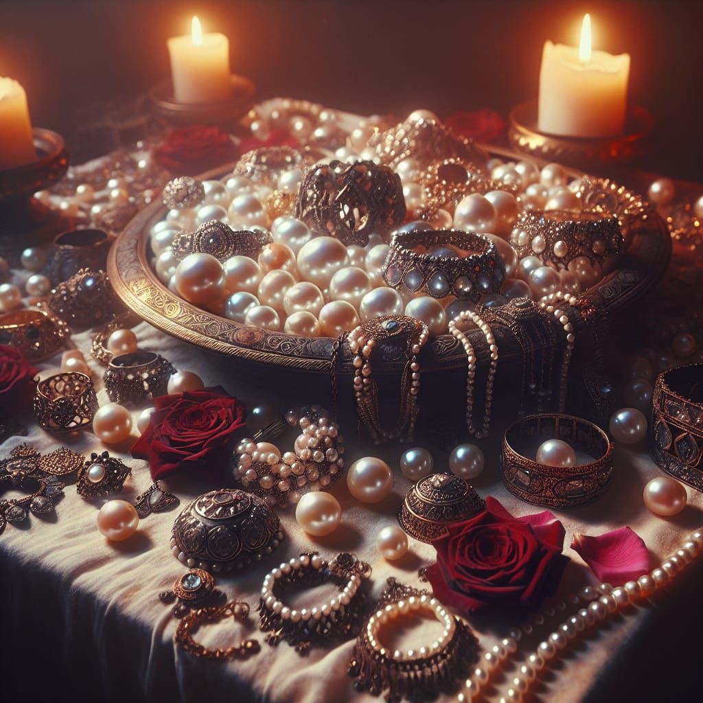 Medieval Altar to Aphrodite with Pearls and Roses