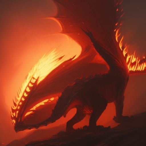 Fiery Kitty Dragon: Dark Fantasy Concept Art