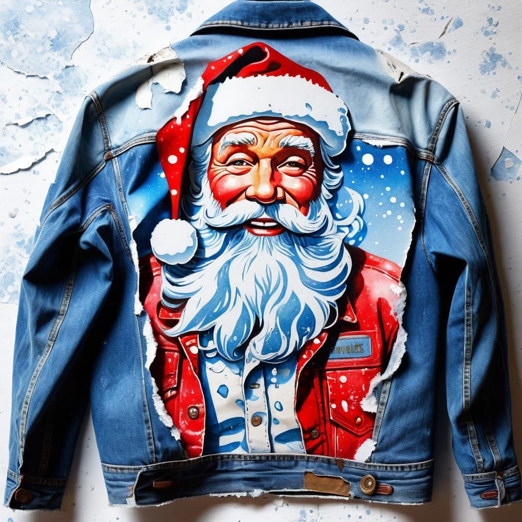 Cinematic Santa Claus in the snow of a table of water color ...