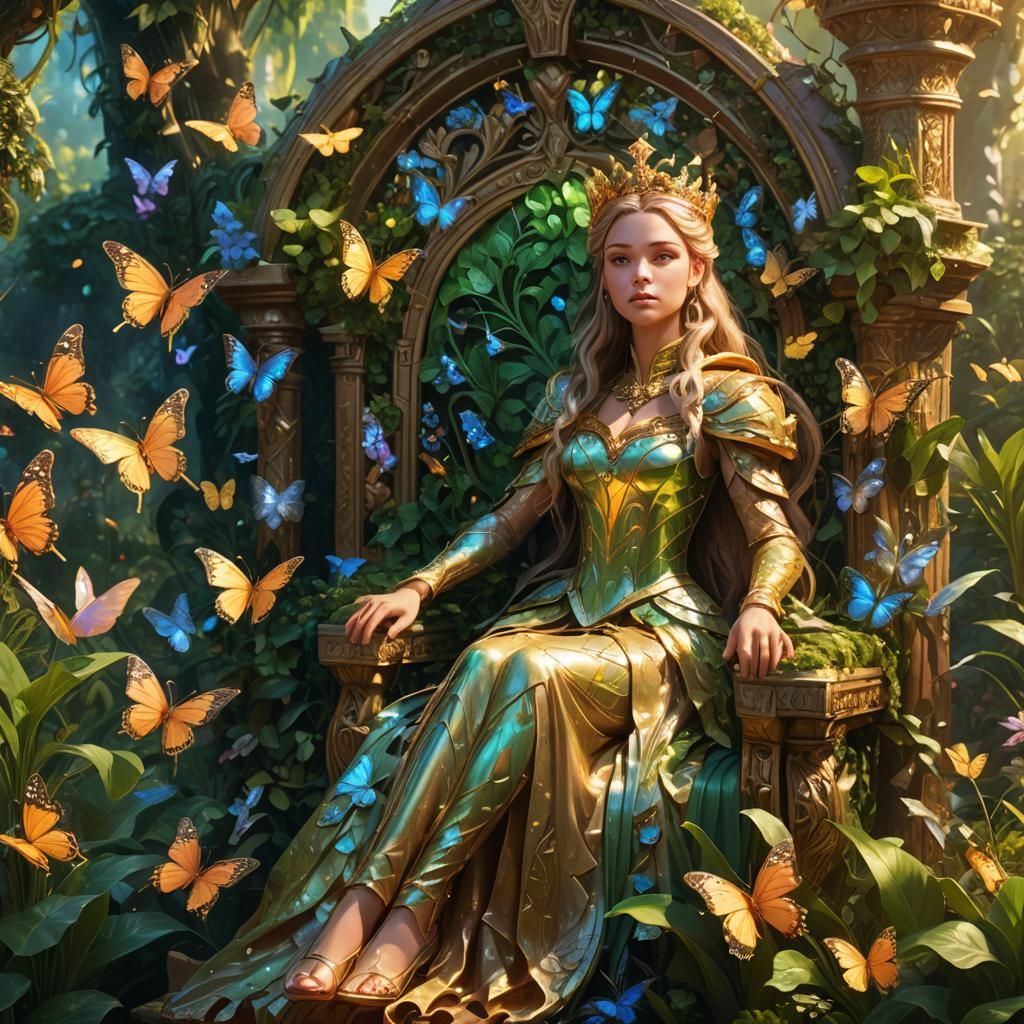 Enchanting Princess in Lush Fantasy Garden