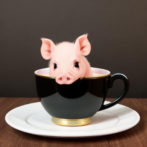 Adorable Piglet Snuggles Inside Coffee Cup