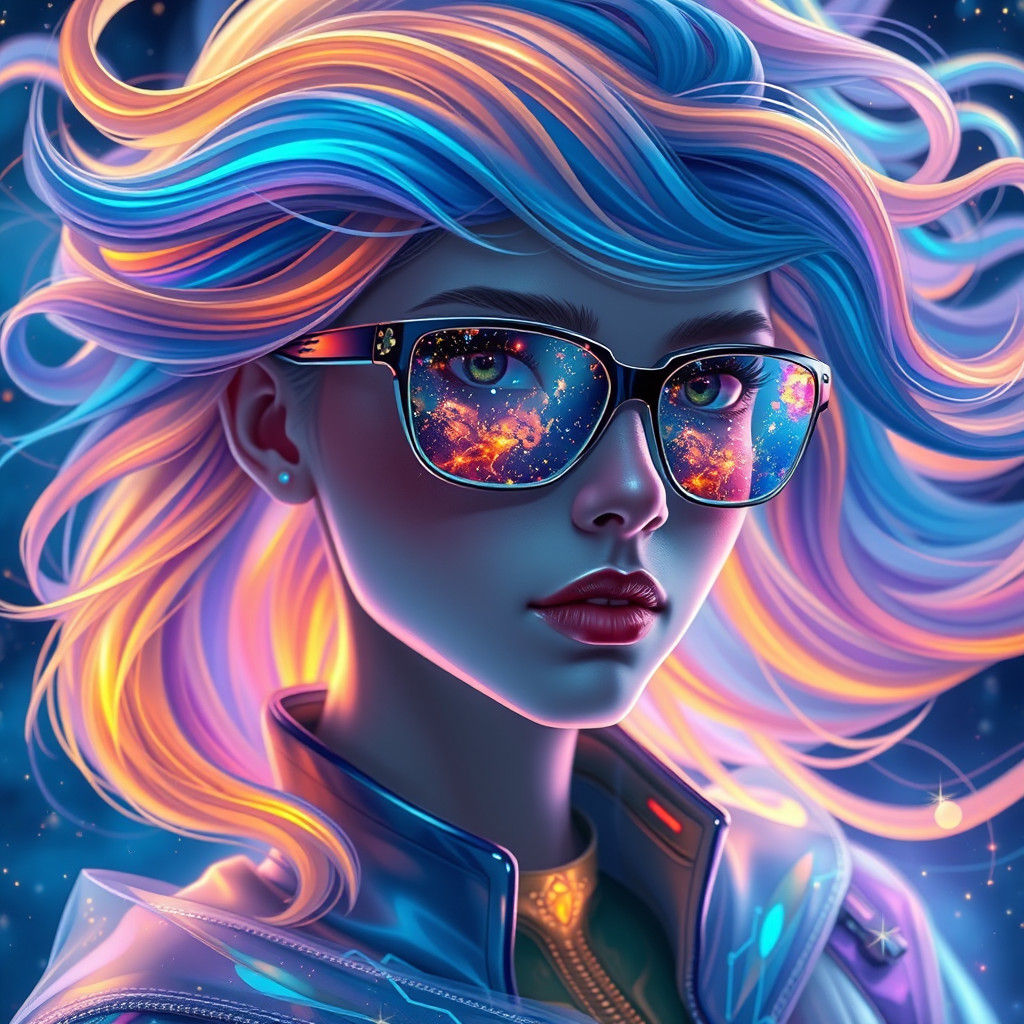 Cosmic Aurora Woman in Futuristic Concept Art