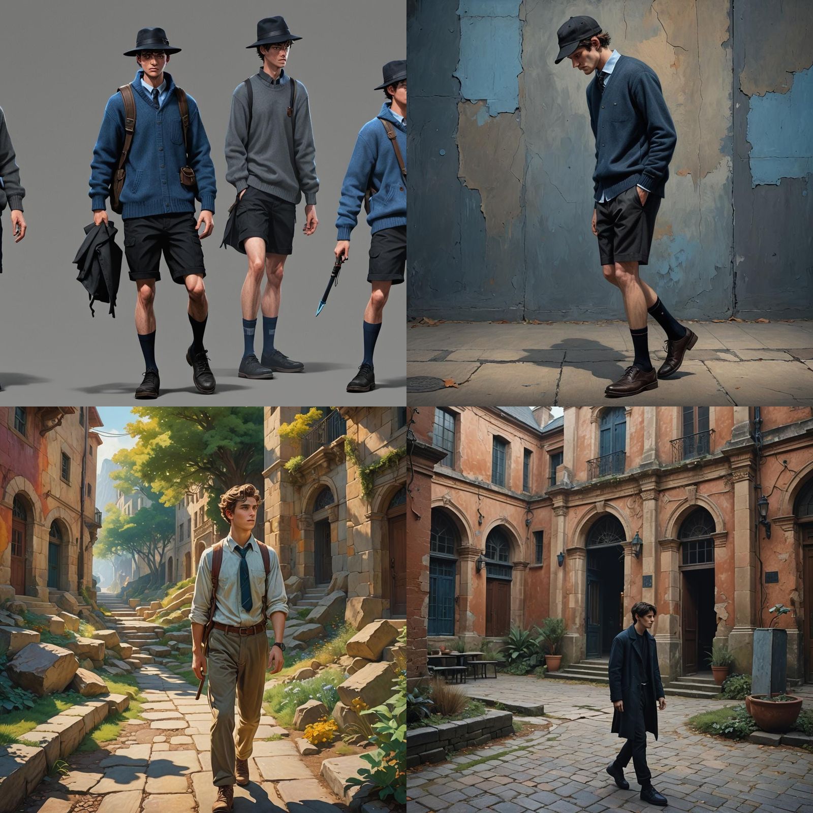 Man in Sweater Walking at Academy: Hyperrealistic Concept Ar...