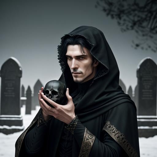 Hamlet with Skull: Renaissance Portrait in Natural Lighting