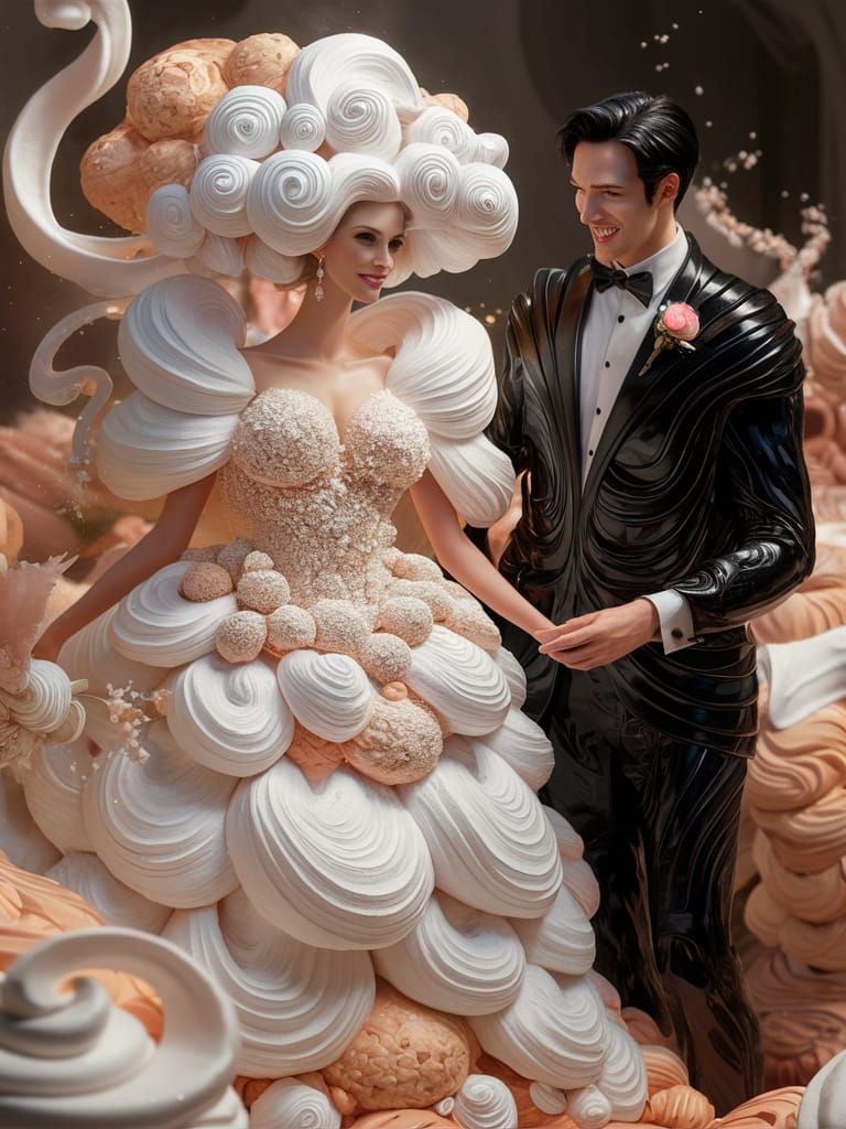 Enchanting Wedding: Meringue Dress and Licorice Tuxedo