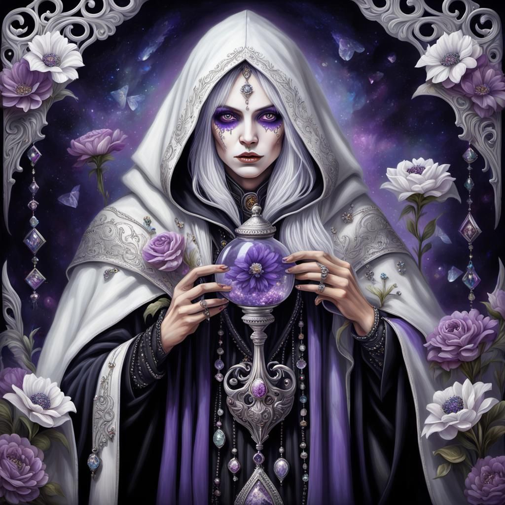 Beautiful Reaper with Hourglass in Ethereal 3D Art