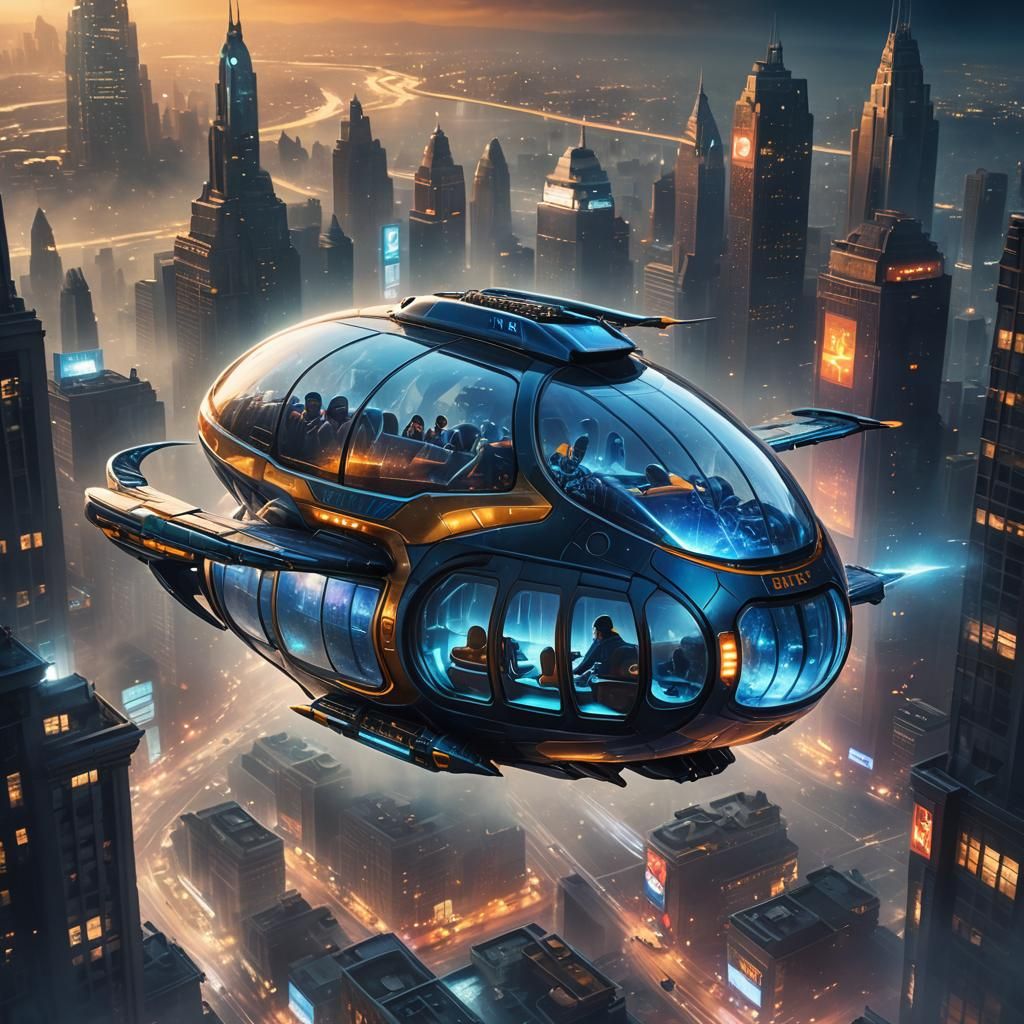 Futuristic Alien Crystal Taxi Concept in Photorealistic Styl...
