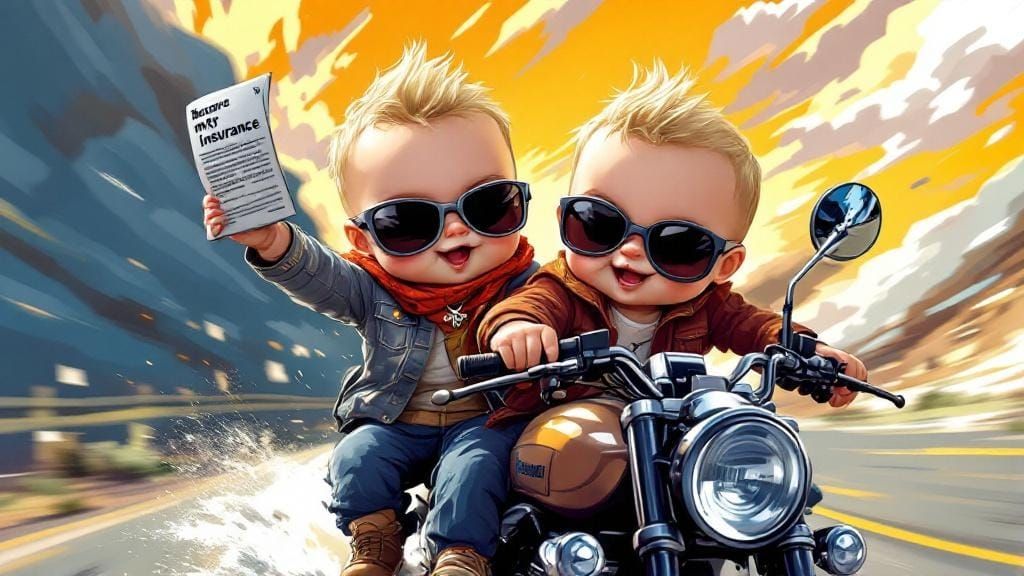 Babies on Motorcycle in Anime-Inspired Art Style