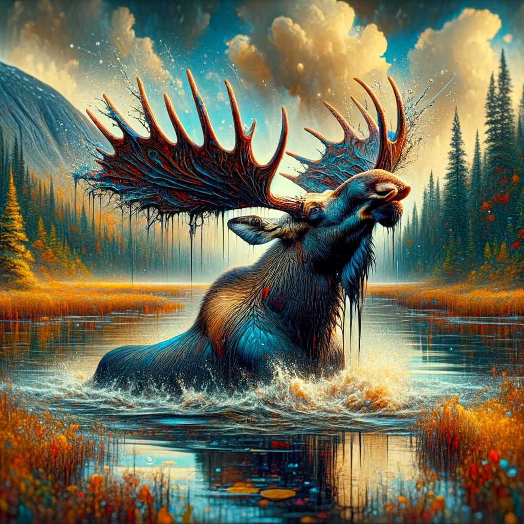 Majestic Moose in Autumn Marshlands