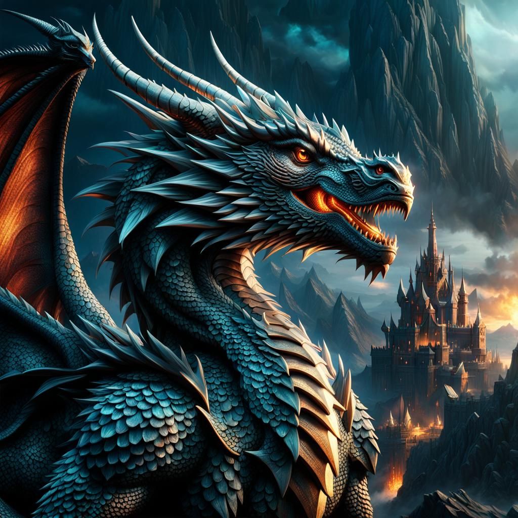 Epic Crystal Dragon Digital Matte Painting