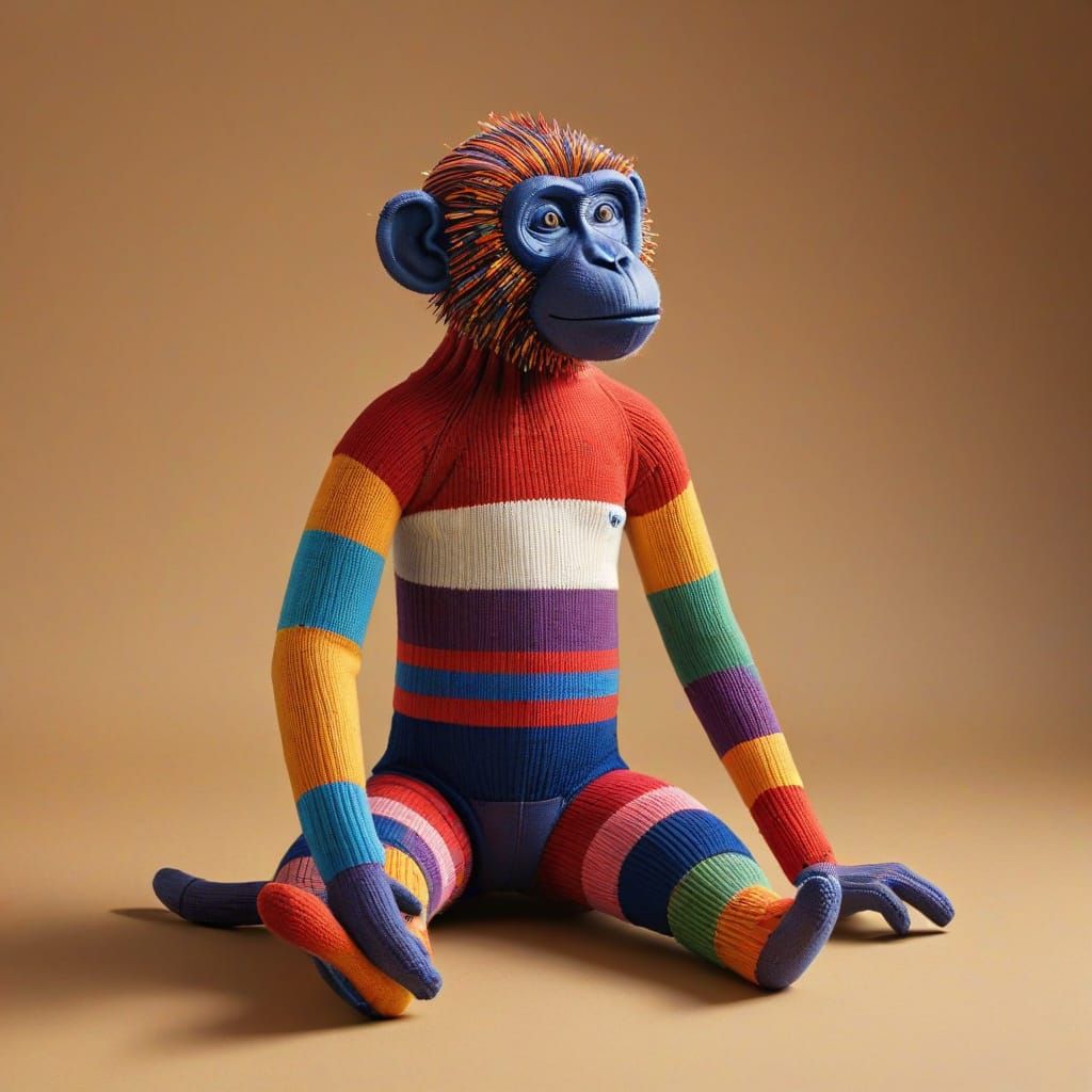 Whimsical Sock Monkey in Vibrant Colors