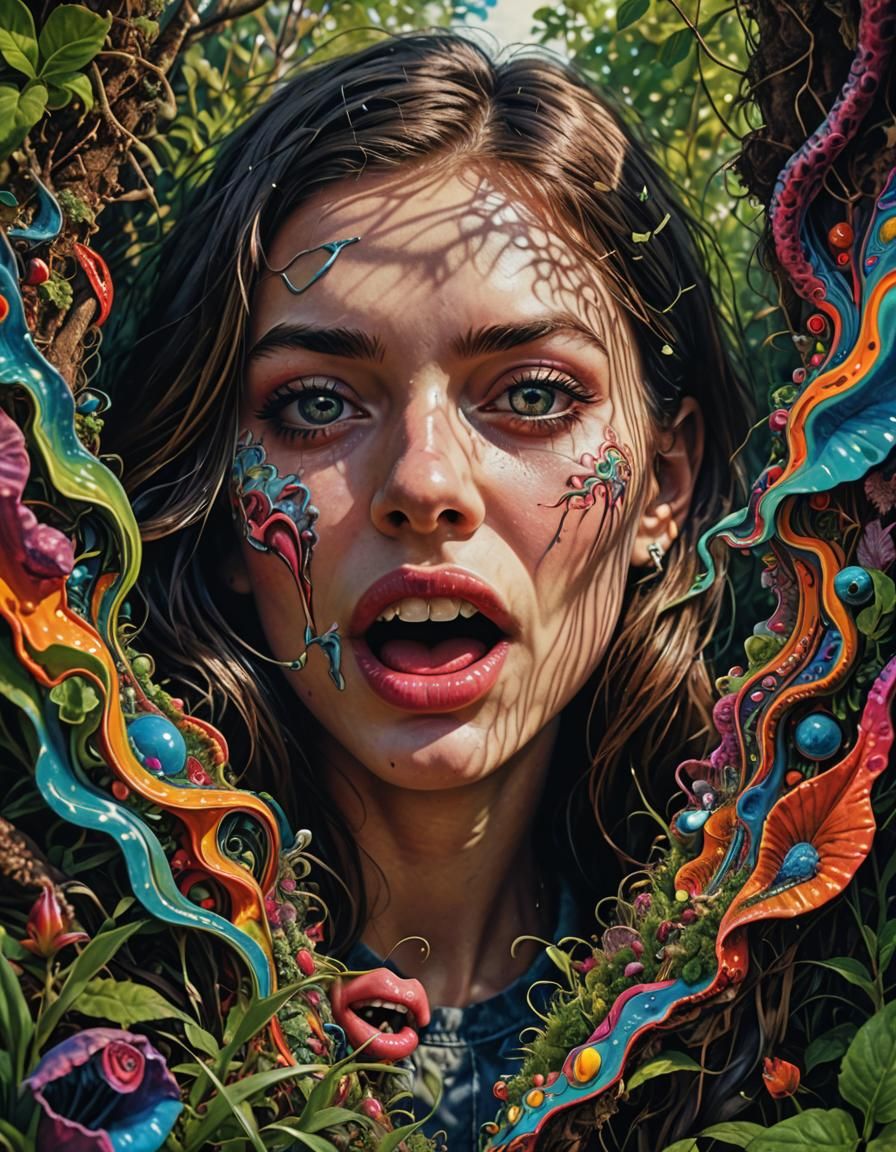 Psychedelic Album Cover Art: Girl with Tongue