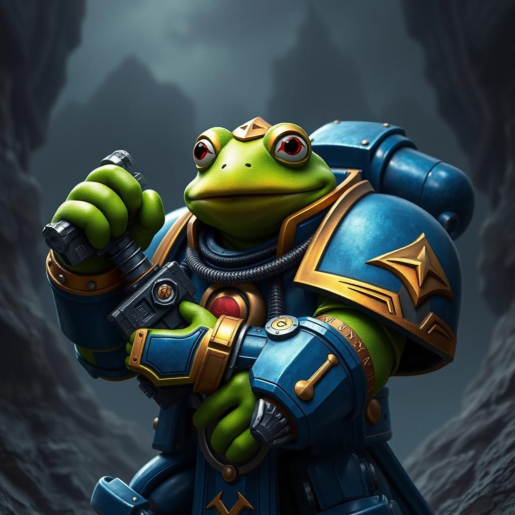 Kermit the Frog as Space Marine in Grimdark Sci-Fi