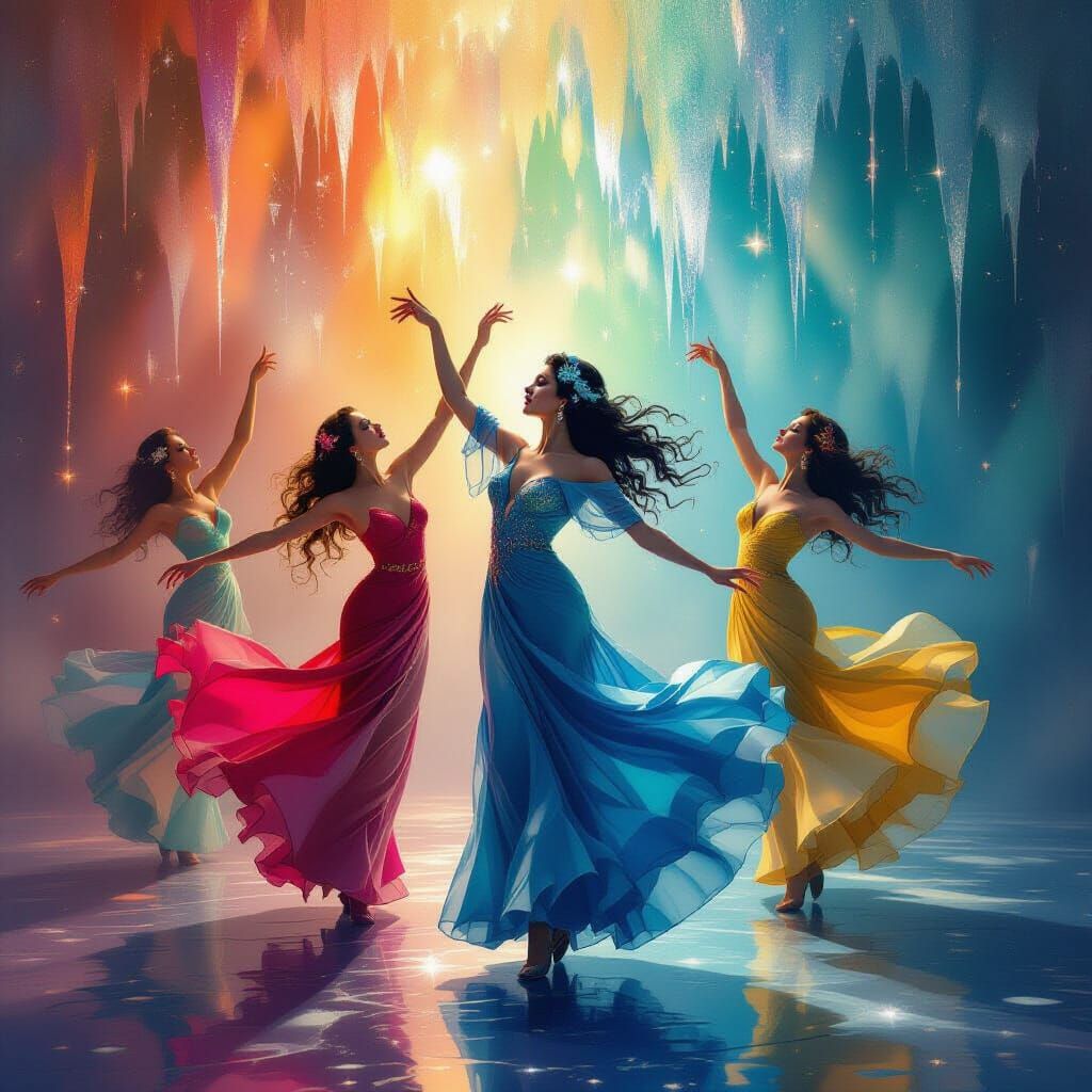 Surreal Dreamscape with Dancing Colors and Ethereal Light