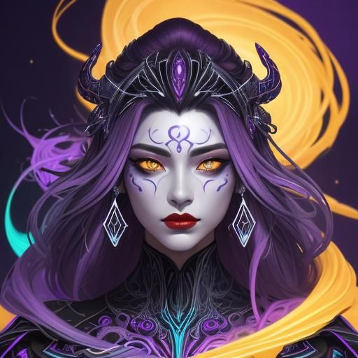 Futuristic Portrait: Woman with Feathers and Silver Eyes