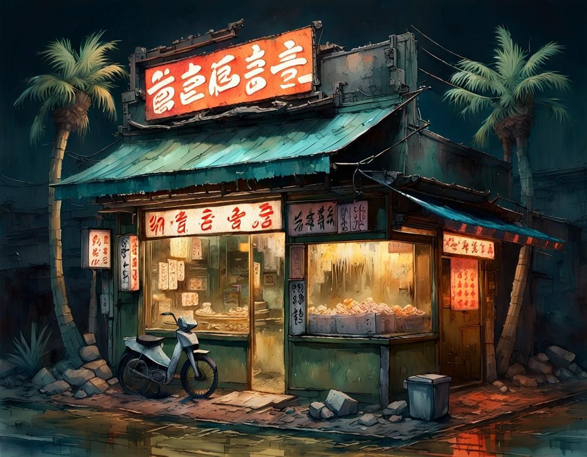 Desert Ramen Shop in Studio Ghibli Style