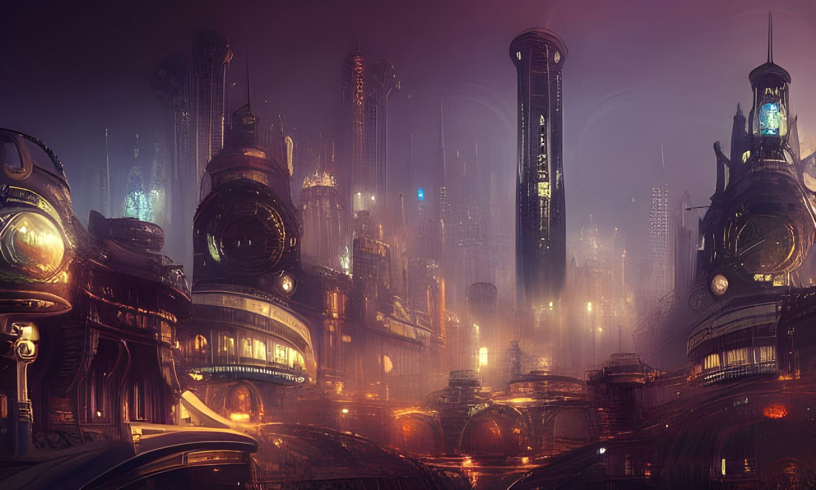 Futuristic Steampunk City by the Sea