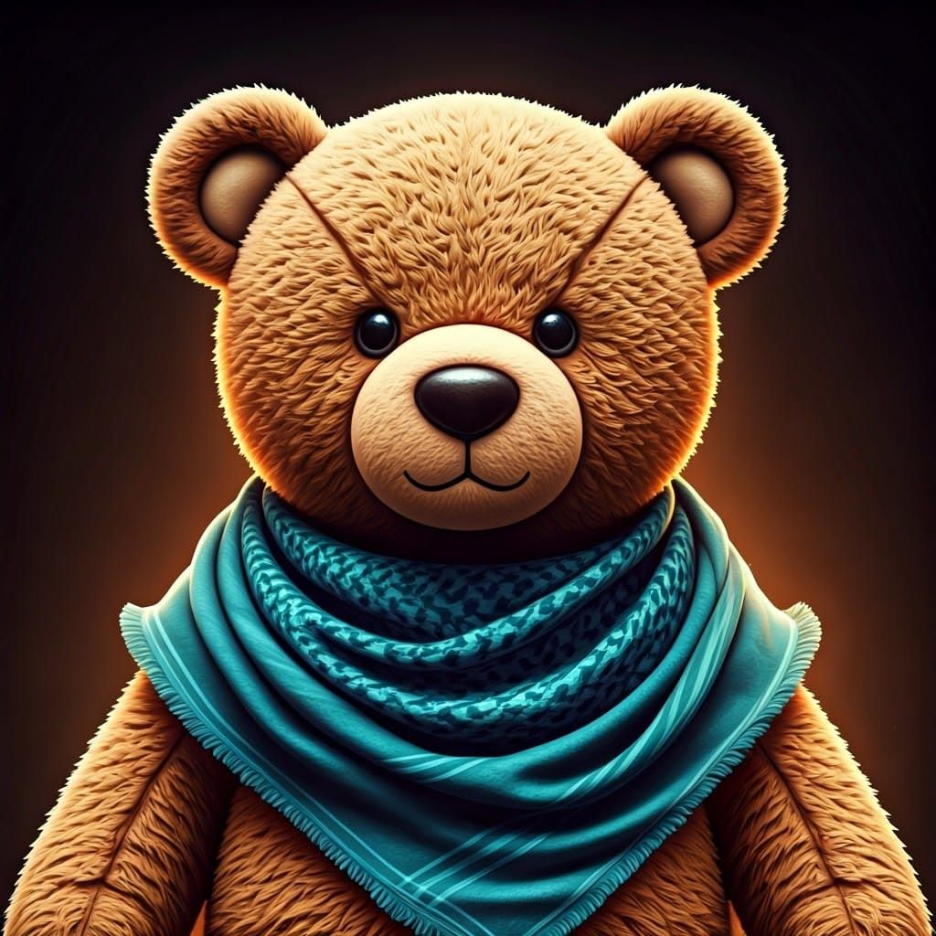 Teddy Bear Portrait with Keffiyeh Scarf