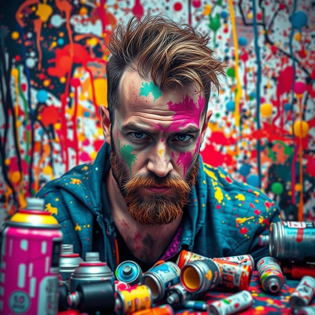 Polychromatic Self-Portrait of Graffiti Artist