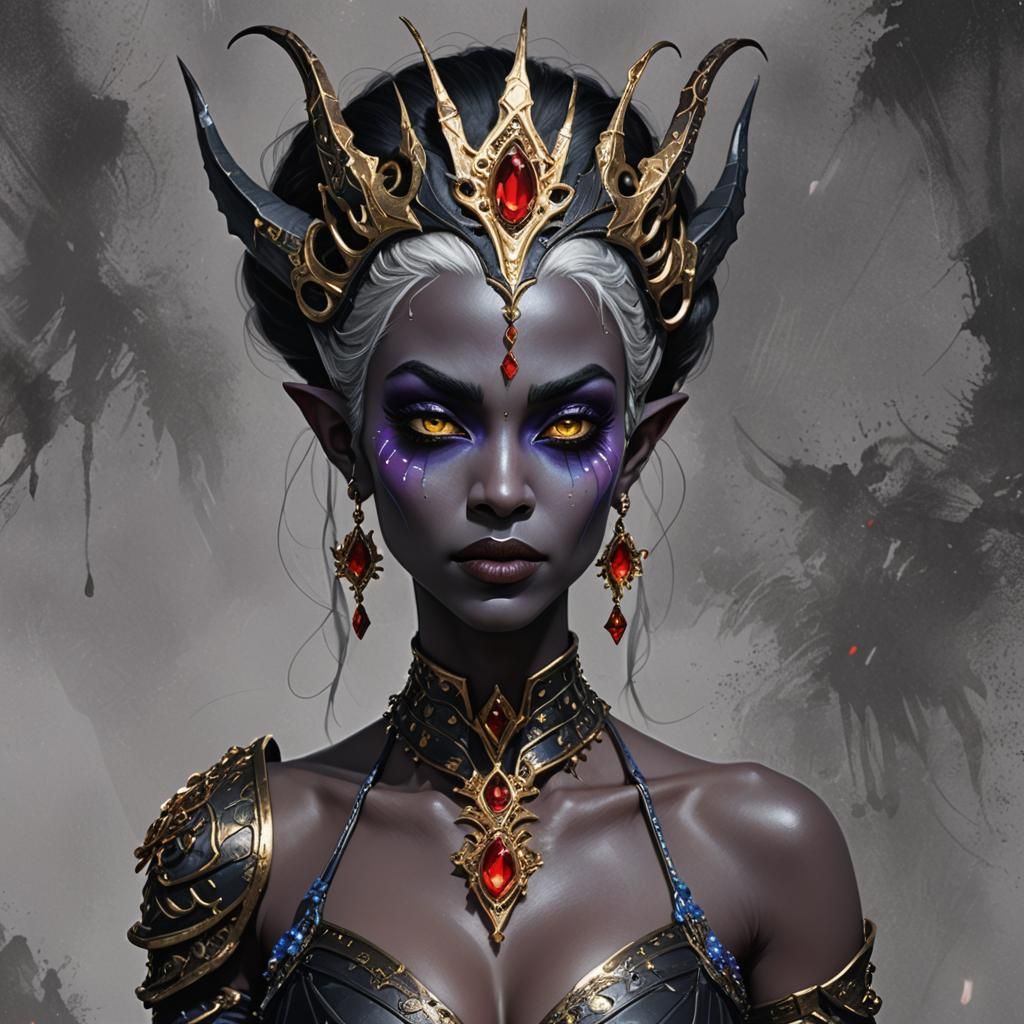 Beautiful Dark Elf Queen: Disney Animation Style