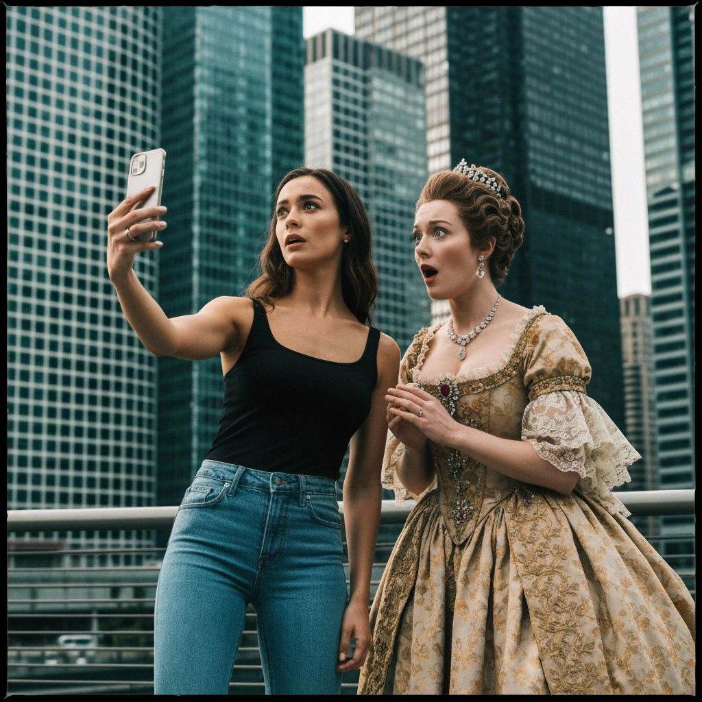Shocked Selfie: Modern Woman Meets 18th Century Princess