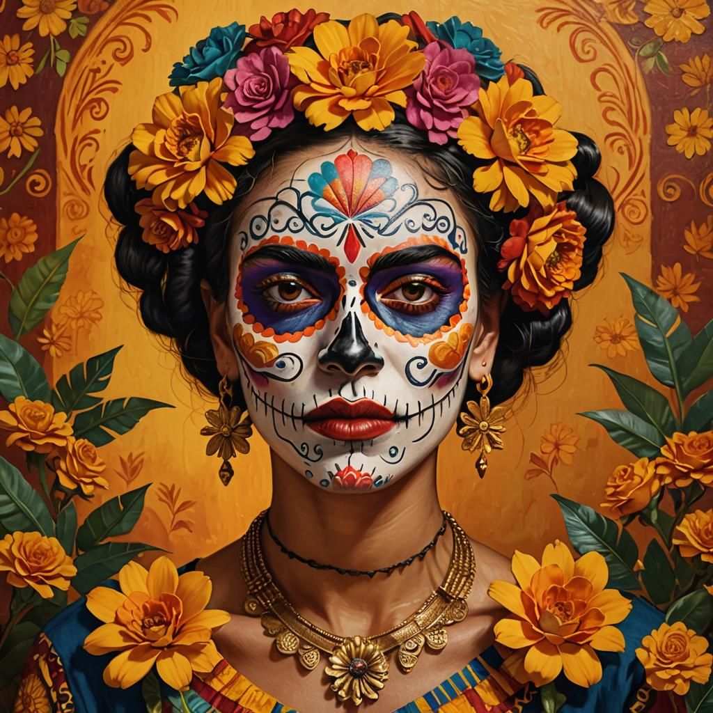 Cuban Woman with Día de los Muertos Face Paint