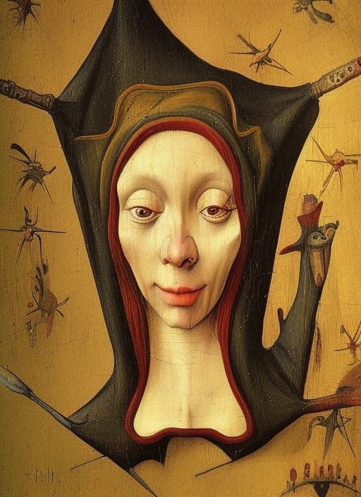 Medieval Witch Portrait in Gothic Art Style