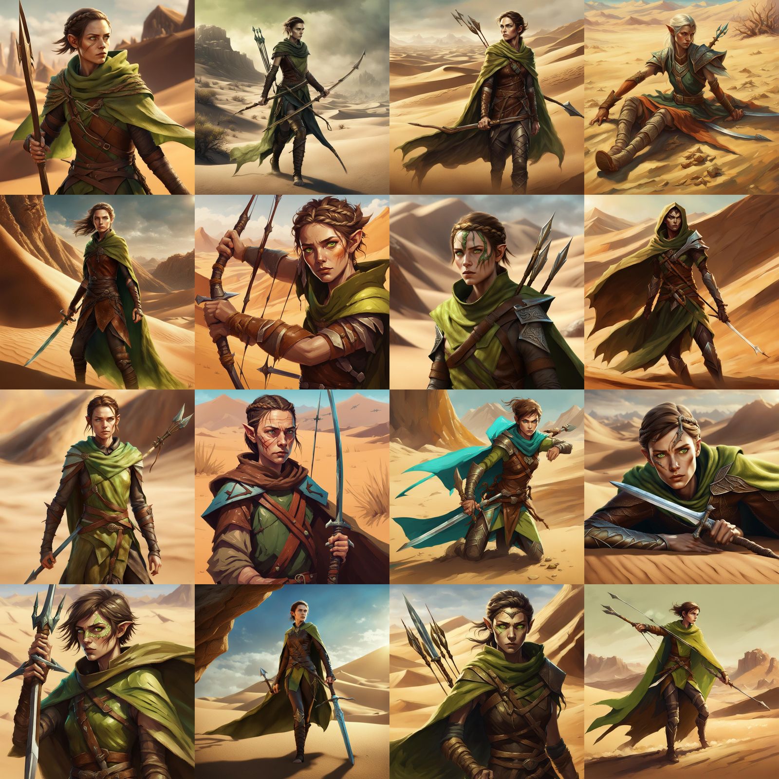 Fallen Wood Elf in Desert Sands: Detailed Matte Painting