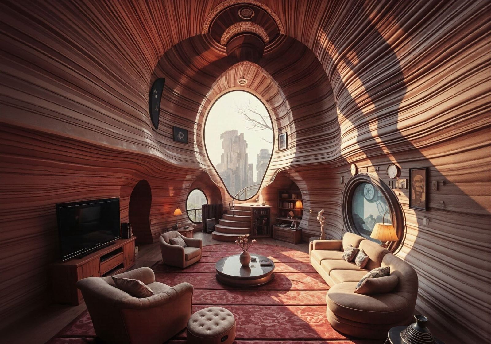 Unusual Living Room with Strange Architecture