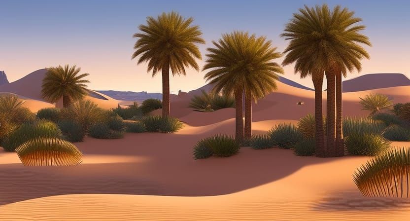 Hourglass in Desert Oasis Fantasy Concept Art
